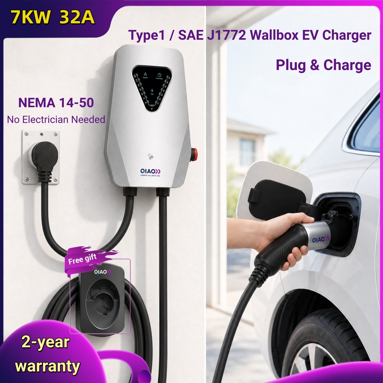 Chargeur mural pour véhicule é - J1772 Evse 32A Level 2 Charger avis et prix