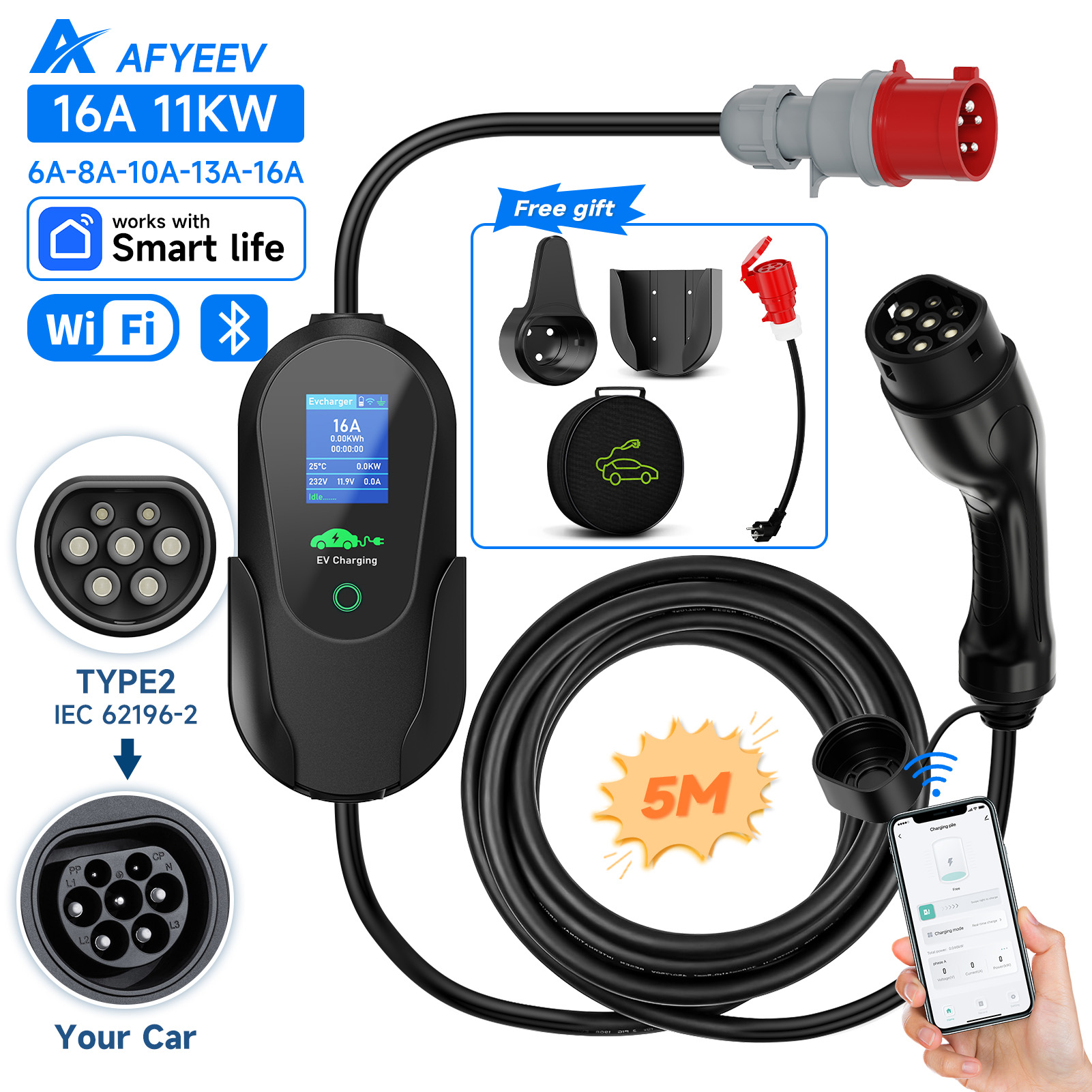 AFYEEV Vope2-Chargeur EV Porta - Type 2 Portable Ev Charger 11Kw Cee avis et prix